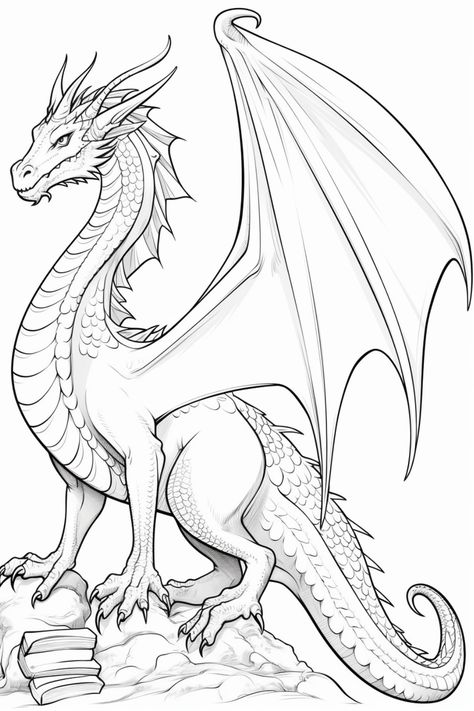 beautiful greyscale dragon colouring coloring page Dragon Colouring Pages, Dragon Pictures To Color, Dragon Coloring Pages Free Printable, Dragon Drawing Ideas, Dragon Line Drawing, Realistic Dragon Drawing, Simple Dragon Drawing, Cool Dragon Drawings, Dragons Coloring Pages