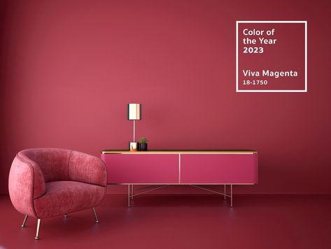 🐙 Introducing Pantone's 2023 Color of the Year, Viva Magenta! Bold, vibrant, and full of passion, we know the new year will be just the same. Add a Viva Magenta piece to spice up your space at HomeByGeneva.com! #Home #Decor #Pantone #VivaMagenta #ColorOfTheYear #2023 Monochromatic Color Palette, Pantone Colour Palettes, Color Catalog, Interior Wall Paint, Viva Magenta, Good Color Combinations, Brown Furniture, Design Del Prodotto, Perfect Palette