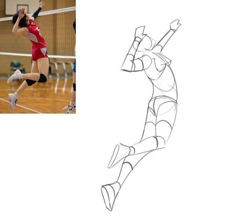 Volleyball Drawing, Pose Study, Figure Drawing Tutorial, Human Body Drawing, Human Figure Sketches, Fashion Figure Drawing, Action Pose, Art Photography Portrait, Drawing Examples