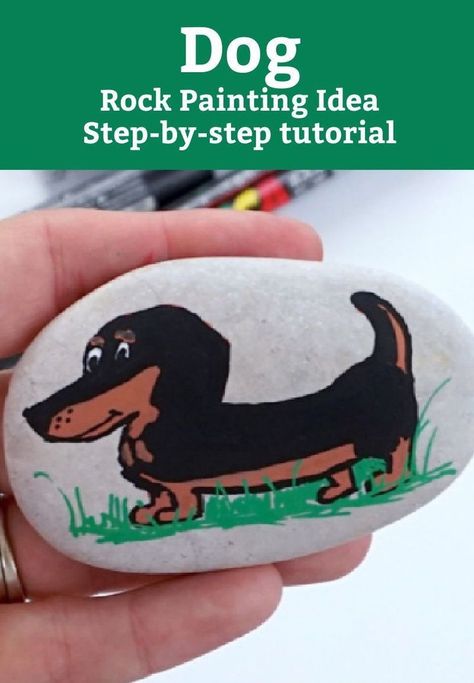 Dog Rock Painting, Christmas Wine Bottle Crafts, Christmas Wine Bottle Crafts Diy, Wine Bottle Crafts Diy, Rock Painting Idea, Rock Painting Tutorials, Dachshund Painting, Easy Rock Painting Ideas, Easy Rock Painting