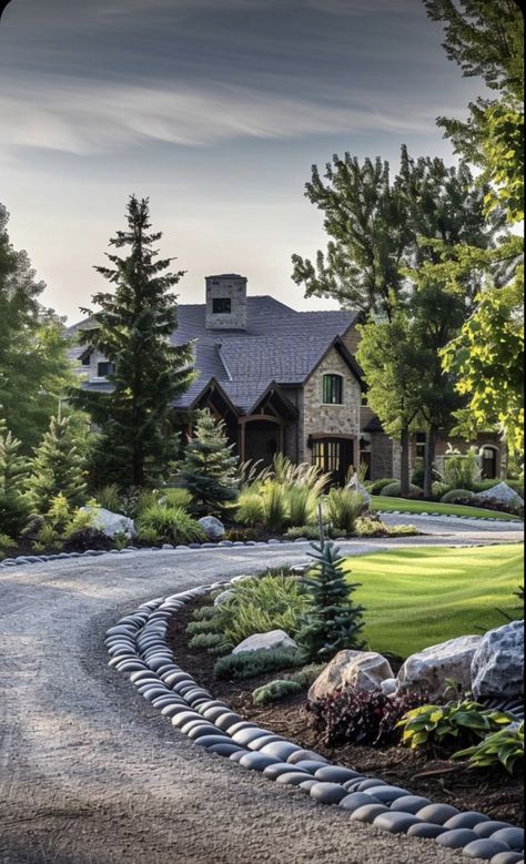 Luxury Driveway, Driveway Entry Landscaping, Colorado Landscaping, Entry Landscaping, Acreage Landscaping, Boulder Garden, Xeriscape Front Yard, Evergreen Landscape, Business Decoration