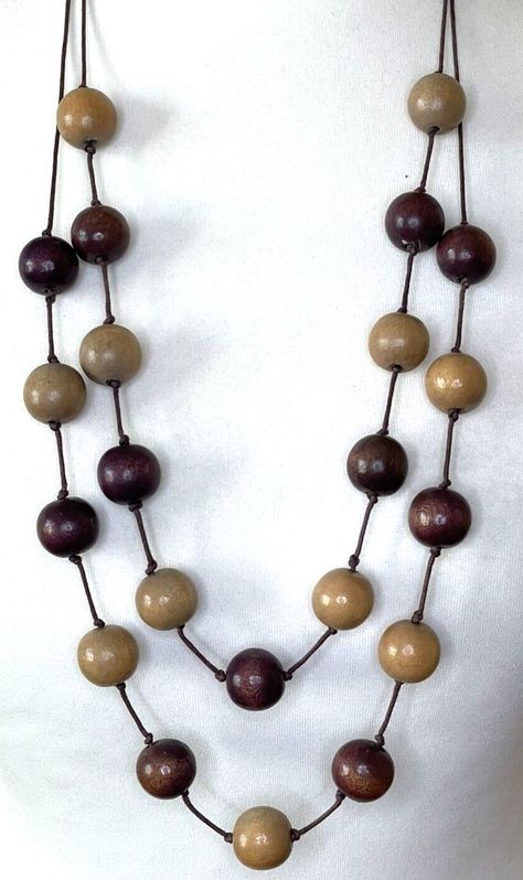 Two Tone Double Strand Wood Bead Statement Necklace Boho Retro Ethnic Hippie 30 - 32" (extender) Please note unless otherwise stated, all jewellery items are pre owned so may have signs of wear due to age or previous use. Please check all photos carefully before purchasing Statement Long Necklace, Necklace With Wooden Beads, Wooden Beads Necklace, Wooden Jewelry Handmade, Wooden Necklace Handmade, Wooden Beads Jewelry, Hippie Elegante, Gourd Jewelry, Wooden Bead Jewelry