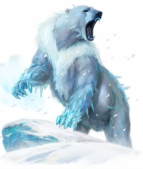 Polar Bear Drawing, Village Market, Snow Monster, Polar Bear Art, Mystical Animals, Il Re Leone, Heroic Fantasy, Fantasy Beasts, Monster Concept Art