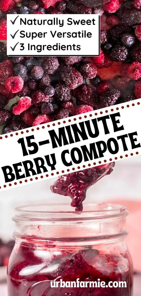 This easy mixed berry compote can be made with fresh or frozen berries and makes for an excellent topping for pancakes, ice cream, yogurt and many other dishes! Ready in 15 minutes! With just a few simple ingredients, this compote is perfect for when you want something sweet but don't want to spend hours in the kitchen. Give it a try today! Berry Compote Recipe, Pancakes Yogurt, Mixed Berry Compote, Fruit Whip, Berry Yogurt, Compote Recipe, Fruit Sauce, Berry Sauce, Berry Compote