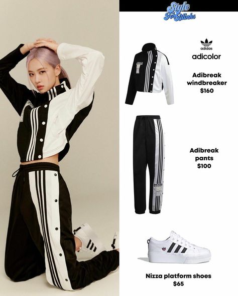 Korean Fashion Women Dresses, Shoes Outfit Fashion, Kawaii Fashion Outfits, Adidas Outfit, Simple Trendy Outfits, Kpop Fashion Outfits, Fashion Design Clothes, Teenage Fashion Outfits, Blackpink Fashion