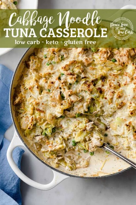 Keto Tuna Casserole, Keto Tuna, Peace Love And Low Carb, Noodle Casserole Recipes, Shredded Cabbage, Tuna Noodle, Albacore Tuna, Tuna Casserole, Keto Casserole