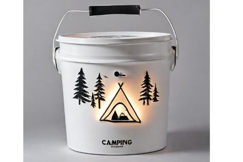 How To Make A DIY Camping Bucket Light - LightLady Studio Diy Bucket, Bucket Light, Paint Buckets, Puck Lights, Diy Camping, Camping Ideas, Antique Lighting, Bucket Seats, Velcro Dots