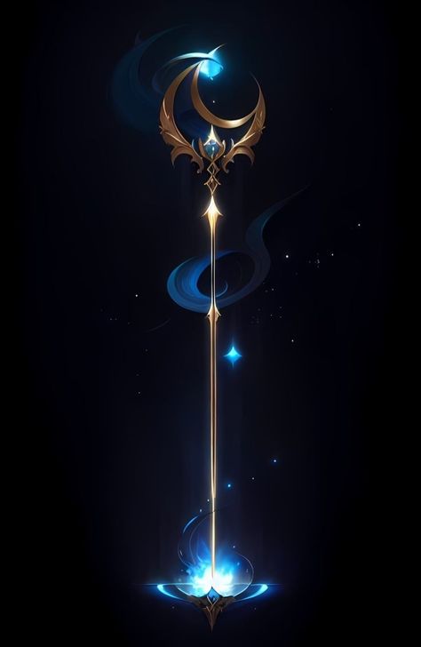 Water Staff Fantasy Art, Moon Staff Fantasy Art, Magical Staff Fantasy, Magic Symbols Fantasy Art, Magic Staff Concept Art, Staff Fantasy Art, Blue Staff, Moon Staff, Fantasy Jewelry Magic