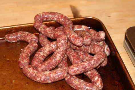 Moose Sausage Recipe, Cranberry Sausage, Polish Sausage Recipes, Venison Sausage Recipes, Moose Recipes, Summer Sausage Recipes, Venison Sausage, How To Cook Venison, Sausage Making Recipes