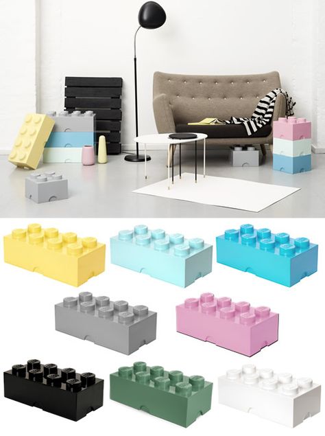 LEGO Design Collection - Large Storage Brick Box Lego Home Decor, Lego Coffee Table, Lego Home Decor Diy, Aesthetic Lego Room Decor, Leggo Furniture, Lego Storage Brick, Cute Apartment Decor, Easy Room Decor, Cute Apartment