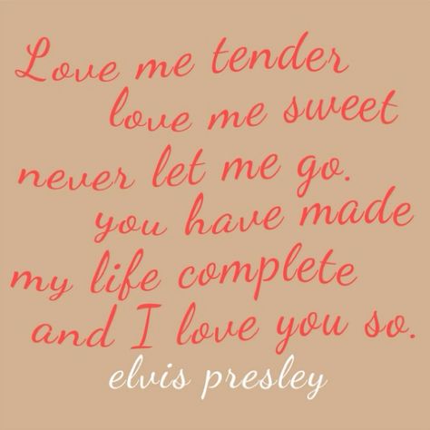 ~Elvis Presley Elvis Presley Quotes, Gods Princess, Love Me Tender, Lyrics To Live By, Tender Love, Word Of Advice, Relationships Love, Music Love, My Favorite Music