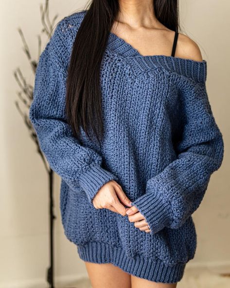 Crochet Oversized Off the Shoulder Sweater PDF Pattern | Etsy