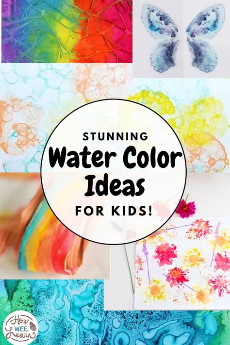 These stunning watercolor painting ideas are perfect for even young children to make and the results are gorgeous. Practicing real art techniques and methods with young children is a very valuable art experience! Homeschool Painting Ideas, Painting For Preschoolers Easy, Watercolor First Grade, Spring Watercolor For Kids, Waterpaint Ideas For Beginners, Watercolor Art For Preschoolers, Washable Paint Activities, Preschool Painting Techniques, Toddler Watercolor Activities