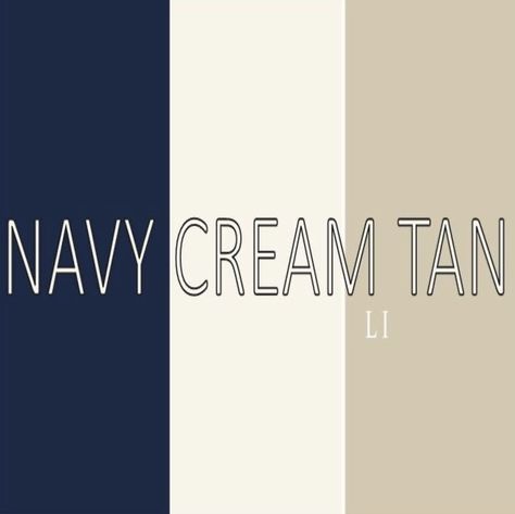 Tan And Cream Nursery, Navy Blue And Tan Bathroom, Blue And Cream Bathroom Ideas, Navy And Cream Bathroom, Kitchen Cabinet Colours, Blue And Cream Bedroom, Painting Rooms, Tan Bathroom, Kitchen Open Concept