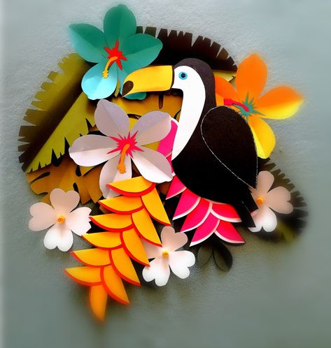 Paper Toucan, Toucan Craft, Jungle Theme Classroom Decorations, Diy Crafts For School, Toddler Projects, Cardboard Animals, Happy Birthday Illustration, Preschool Decor, Tropical Party Decorations