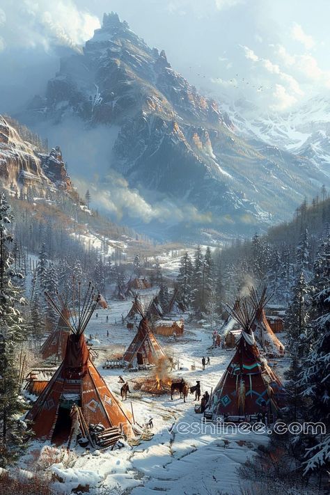 American Indian Artwork, Western Artwork, Native American Traditions, Native American Pictures, Native American Photos, Falling Snow, Native American Culture, Winter Forest, The Quiet