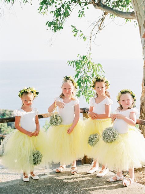 Sea View Wedding, Pale Yellow Weddings, Willow Flower, Flower Girl Outfits, Yellow Wedding Theme, Pregnant Bride, Yellow Wedding Flowers, Girl Tutu Skirt, Tutu Skirts