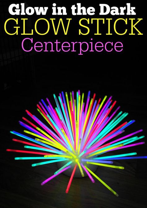 Today I thought I’d share a fun DIY glow stick centerpiece that I bet your guests would LOVE if you’re entertaining for Halloween!  The whole thing costs hardly anything to make and once you make it, it’s easy to pull the glow sticks out and replace them again for your next party!! Check out how … Neon Sweet 16, Stick Centerpieces, Ideas Birthday Party, Glow Stick Party, Glow In Dark Party, Neon Birthday Party, Glow In The Dark Party, Glow Birthday Party, Diy Glow