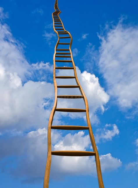 Stairway to .... Crooked wooden ladder to infinity, stretching all the way to th , #AD, #ladder, #infinity, #stretching, #Stairway, #Crooked #ad Ladder Art, Ladder To Heaven, Wooden Ladder, Staircases, Craft Business, All The Way, Stretching, Action Figure, Hobbies