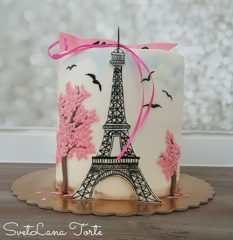 French Themed Birthday, Paris Birthday Cakes, Hat Box Cake, Paris Desserts, Bolo Paris, Paris Themed Cakes, Barbie Doll Birthday Cake, Paris Cake, Eiffel Tower Cake