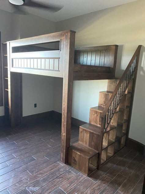 Loft Beds With Closets Underneath, Loft Bed Steps With Storage, Loft Bed Wooden, Twin Loft Bed With Stairs, Queen Loft Bed With Stairs, Farm House Loft Bed, Loft Bed With Ladder On End, Adult Full Size Loft Bed Plans, Loft Bed With Bookshelf