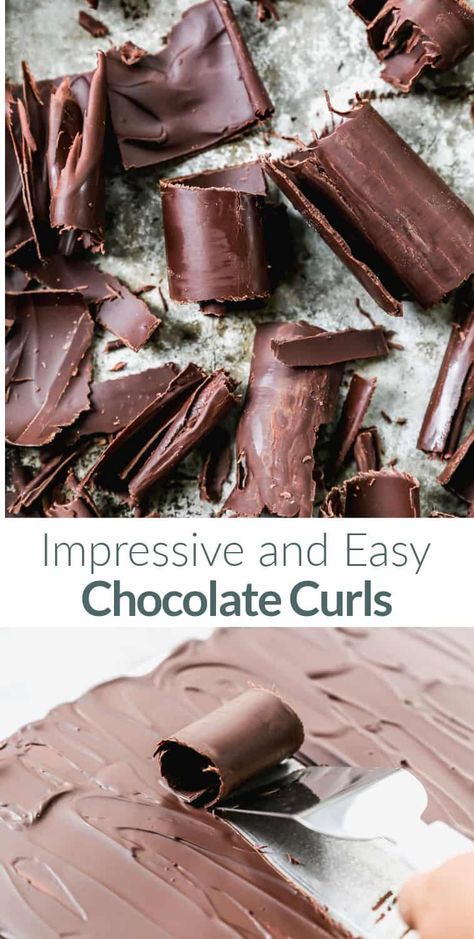 Shaved Chocolate Curls, Chocolate Curls Cake Decoration, How To Shave Chocolate Curls, Chocolate Shavings How To Make, Chocolate Curls How To Make, How To Make Chocolate Curls, Easy Chocolate Decorations, How To Decorate Chocolate, How To Make Chocolate Curls Tutorials