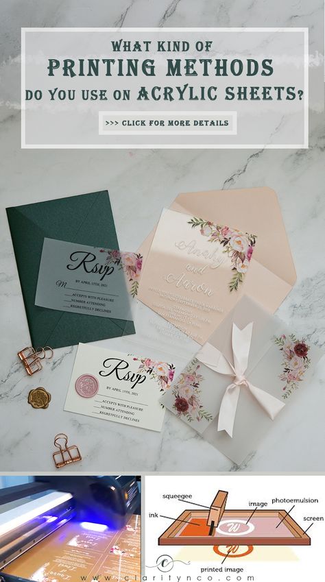 UV printing and screen printing on acrylic sheets for rustic wedding ideas How To Make Acrylic Invitations, Clear Paper Wedding Invitations, Wedding Invitations Clear Paper, Diy Clear Acrylic Wedding Invitations, Plexiglass Invitations, Creative Invitations, Acrylic Wedding Invitations, Foil Invitations, Acrylic Sheets