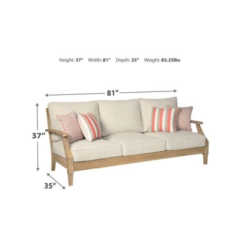 Red Barrel Studio® Rella 81'' Wide Outdoor Patio Sofa with Cushions & Reviews | Wayfair Outdoor Cocktail Tables, Outdoor Seating Set, Colorful Throw Pillows, Outdoor Loveseat, Beige Sofa, Eucalyptus Wood, Daybed Sofa, Outdoor Living Room, Living Room Set