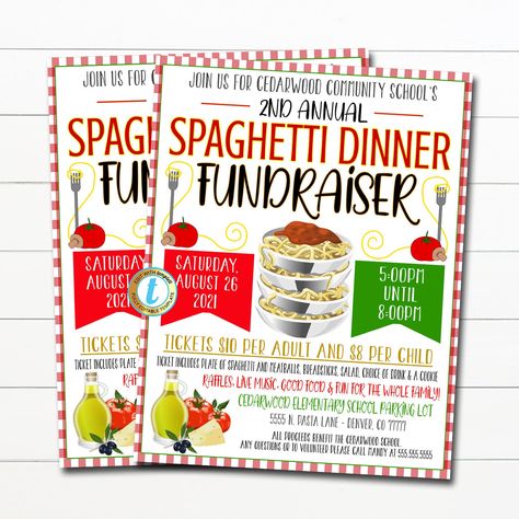 Editable Spaghetti Dinner Fundraiser Flyer, Poster Set, Pto Pta, Church Community School Charity, Team Sports Benefit Event INSTANT DOWNLOAD - Etsy Fire Station Fundraiser, Spaghetti Dinner Fundraiser, School Council, Pta Events, Fun Fundraisers, Church Fundraisers, Church Community, School Pto, Spaghetti Dinner