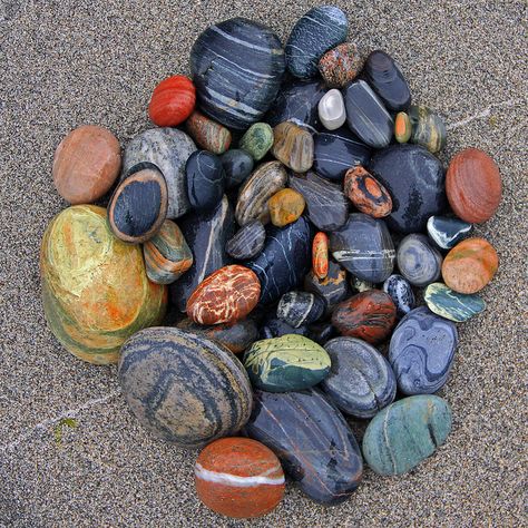 A beautiful rock collection, I love collecting rocks on the beach and streams. It's the best souvenir! Caillou Roche, Colored Rocks, Rock And Pebbles, Pretty Rocks, Pebble Stone, Cool Rocks, Beautiful Rocks, Sticks And Stones, Beach Stones