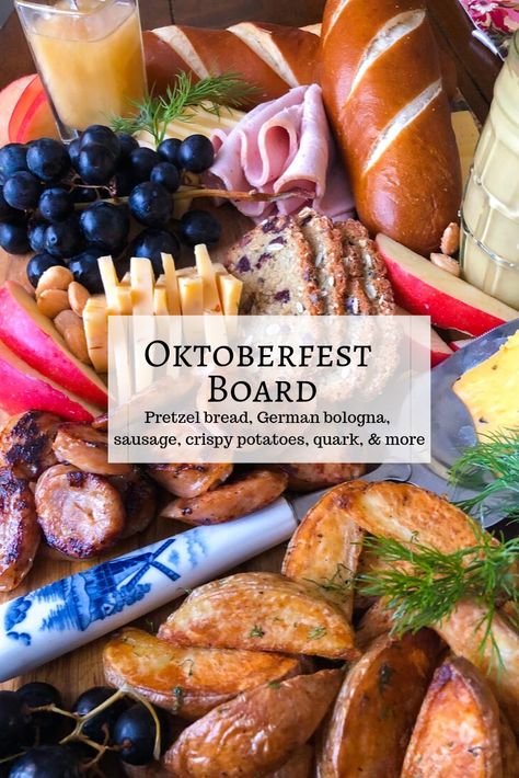 Oktoberfest Board: full of German goodies and perfect for fall parties! #oktoberfest #German #Germanfood Oktoberfest Charcuterie Board Ideas, German Party Games, German Themed Party Food, Oktoberfest Fondue, German Charcuterie Board Ideas, Octoberfest Charcuterie Board, October Fest Charcuterie Board, Oktoberfest Charcuterie Board, German Charcuterie Board