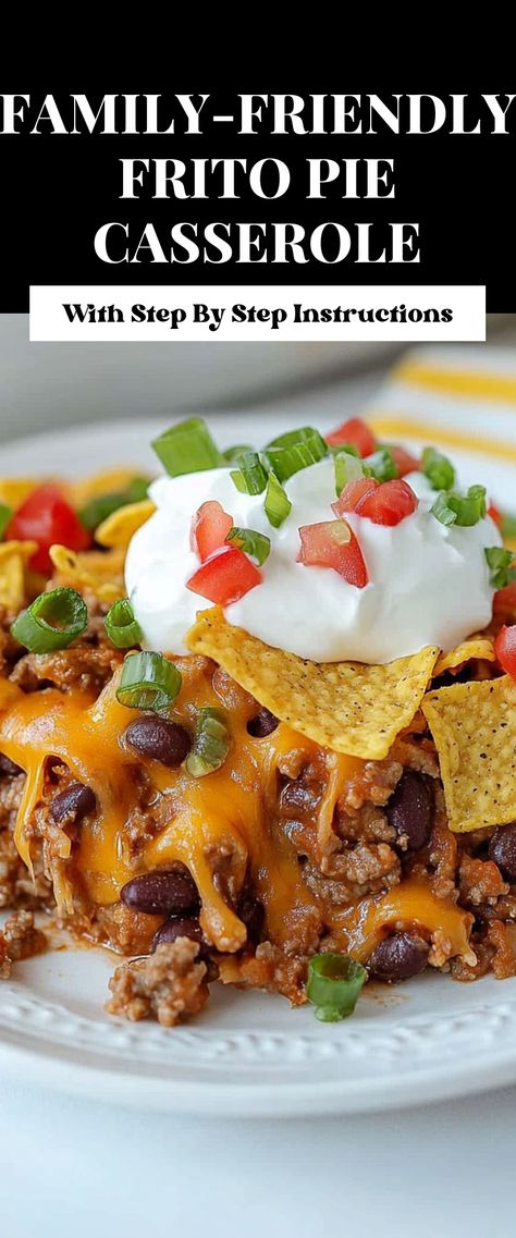 Image for Frito Pie Casserole Bacon Cheeseburger Frito Pie, Casserole With Fritos Ground Beef, Taco Casserole With Rice Easy Recipes, Frito Enchilada Casserole, Frito Enchilada Bake, Pioneer Woman Cowboy Casserole, Frito Boats Recipes, Fritos Cowboy Cabbage, Dinner For A Crowd Families