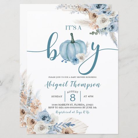 Little Pumpkin Blue Baby Shower Ideas, October Baby Shower Themes Boy, November Baby Shower Themes Boys, Pumpkin Baby Boy Shower Theme, Baby Shower Themes For Boys Fall, September Baby Shower Ideas Boy, Baby Boy Fall Baby Shower Ideas, Fall Baby Shower Invitations Boy, Fall Boy Baby Shower Themes