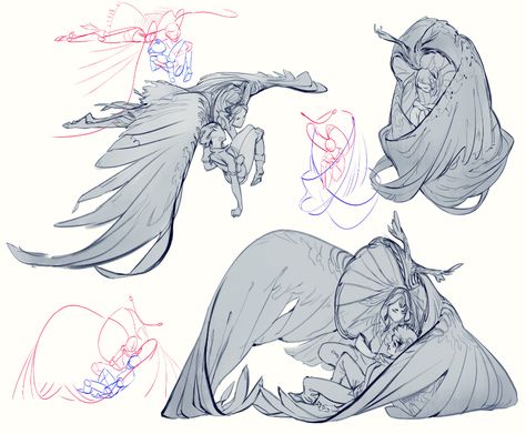 Bird People, Wings Drawing, Different Poses, Have Inspiration, 캐릭터 드로잉, Creature Concept Art, 판타지 아트, 영감을 주는 캐릭터, Art Poses