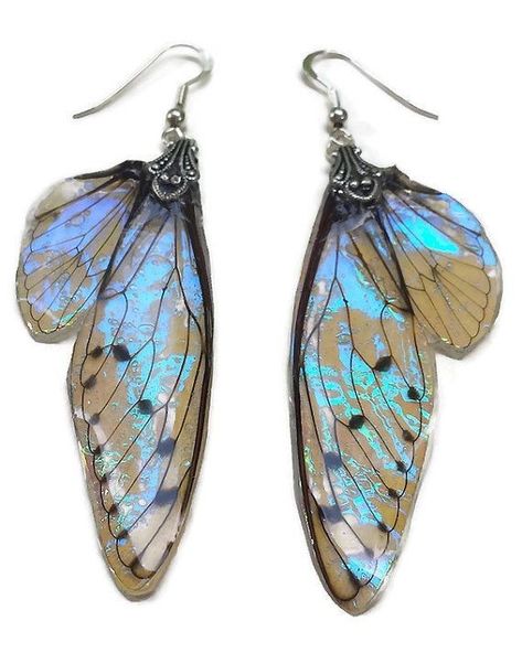 Fairy Wing Earrings, Pixie Wings, Iridescent Wings, Fairy Folk, Fantasy Earrings, Wing Jewelry, Anne With An E, Jeweled Earrings, Family Jewels