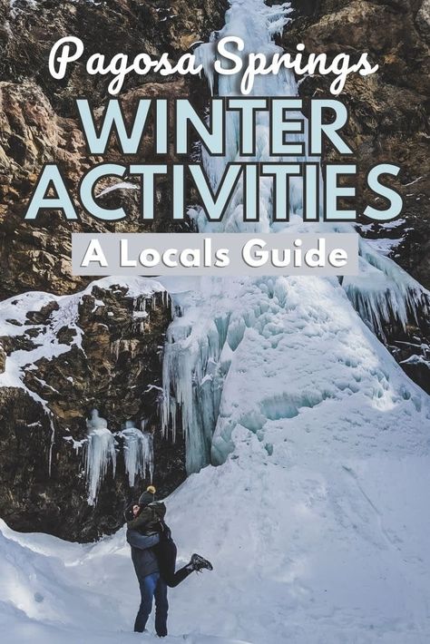 The best winter activities to do in Pagosa Springs according to a local. Go skiing or snowboarding at Wolf Creek Ski Area, hike to a frozen waterfall, or soak at the hot springs downtown. via @https://www.pinterest.com/livingtinywithawolf/ Wolf Creek Pass Colorado, Colorado Springs Hikes, Colorado Christmas, Frozen Waterfall, Pagosa Springs Colorado, Vacay Ideas, Sled Ride, Dog Sled, Cross Country Ski