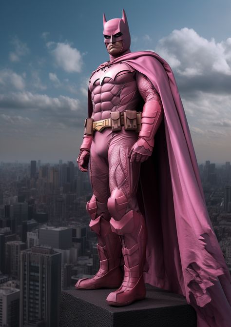 Pink Batman, Pink Man, Film Marvel, Batman Armor, Batman The Dark Knight, Famous Cartoons, Pink Men, Tickled Pink, Realistic Art