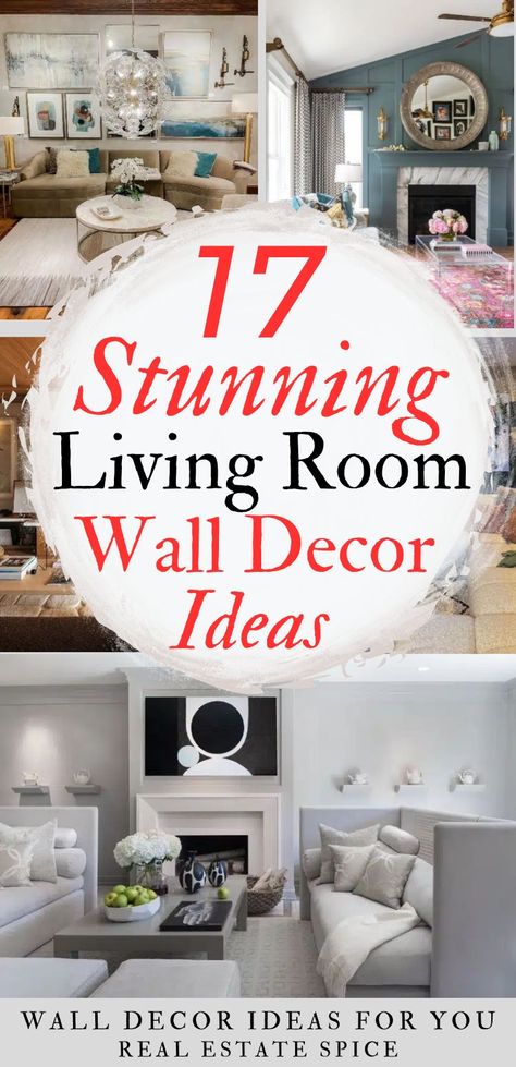 17 LIVING ROOM WALL DECOR IDEAS THAT WOW Livibg Room, Michigan Living, Wall Arrangements, Family Room Wall Decor, Wall Decor Trends, Large Wall Decor Living Room, Living Room Wall Decor Ideas, Eclectic Prints, Big Wall Decor