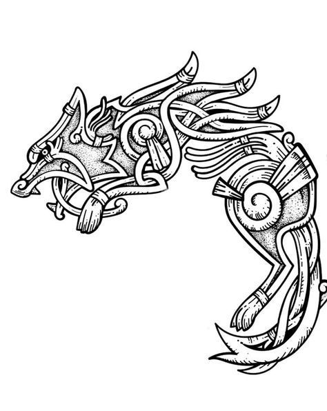 Tyr Norse God Tattoo, Celtic Head Tattoo, Celtic Sleeve Tattoos, Viking Rune Tattoo, Fenrir Tattoo, Celtic Tattoo Symbols, Celtic Dragon Tattoos, Celtic Animals, Norse Mythology Tattoo