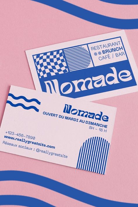 PINK AND BLUE RETRO PLAYFUL BUSINESS CARD (FREE CANVA TEMPLATE) logopositive #logocaffe #3dlogo #logo4show📕. Logo Design Graphics, Retro Business Card, Food Logo Design, Restaurant Logo, Food Logo, Food Business, Free Business Cards, Logo Restaurant, Modern Logo Design