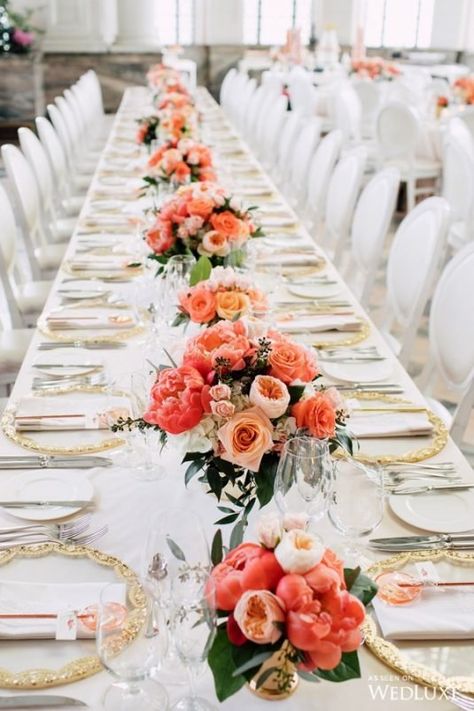 The Sweetest Bridal Shower At Casa Loma - WedLuxe Magazine Pink Bridal Shower Decor, Coral Wedding Decor, Pretty In Pink Bridal Shower, Bridal Shower Decorations Pink, Bridal Shower Decorations Elegant, Bridal Shower Decorations Rustic, Coral Wedding Flowers, Peach Peonies, Purple Tree