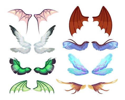 Dragon Wings Design, Dragon Refrences, Dragon Wings Drawing Reference, Vtuber Inspiration, Creatures Mythical, Dragons Wings, Wings Ideas, Flying Monster, Cartoon Wings