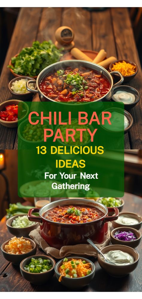 chili bar party ideas Chilli Board Ideas, Chili Dinner Party Ideas, Chilli Bar, What To Serve With Chili, Chilli Toppings, Bar Party Ideas, Chili Bar Party, Halloween Chili, Unique Chili