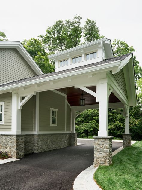 Glenwood Road | Carport | Z+ Architects Flat Roof Carport, Carport Addition, Carport Makeover, Spanish Style Tile, Farmhouse Outside, Detached Garage Designs, Carport Ideas, Garage Pictures, Bungalow Interior