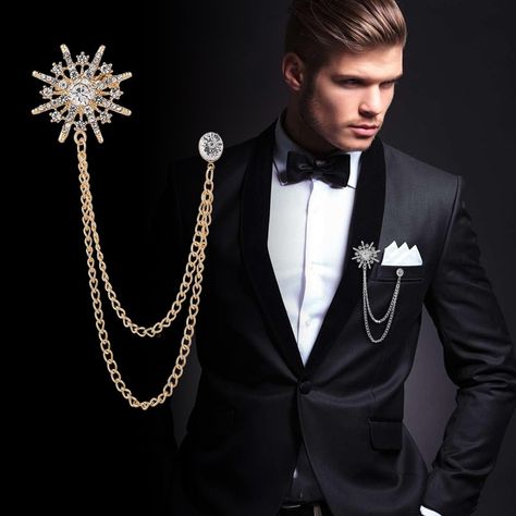 Cheap Brooches, Buy Quality Jewelry & Accessories Directly from China Suppliers:Korean High end Rhinestone Star Brooch Crystal Tassel Chain Corsage Suit Coat Badge Lapel Pin for Men Women Clothing Accessories Enjoy ✓Free Shipping Worldwide! ✓Limited Time Sale ✓Easy Return. Men's Brooch, Star Brooch, Collar Pins, Star Chain, Handmade Jewelry Gift, Suit Accessories, Dress Hats, Lapel Pin, Lapel Pins