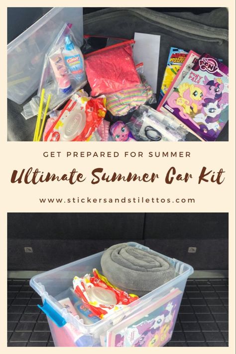 Summer Box For Car, Summer Car Bag, Summer Car Kit, Daycare Backpack, Babysitting Kit, Car Activities, Summer Car, Summer Hacks, Car Kits