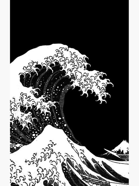 "Black White The Great Wave off Kanagawa - Hokusai" Case & Skin for Samsung Galaxy by ind3finite | Redbubble The Great Wave Black And White, Great Wave Off Kanagawa Black And White, Hokusai Aesthetic, Black And White Waves, Phone Wallpapers Aesthetic, Hokusai Great Wave, Wave Of Kanagawa, Wave Poster, The Great Wave