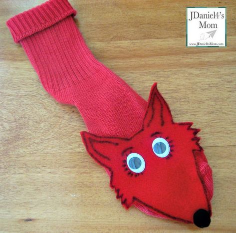 Fox in Socks Hand Puppet Fox In Socks Puppet, Socks Puppet, Celebrate Dr Seuss Birthday, Puppet Template, Fox In Socks, Teaching Preschoolers, Bag Puppet, Dr Seuss Activities, Dr Seuss Crafts