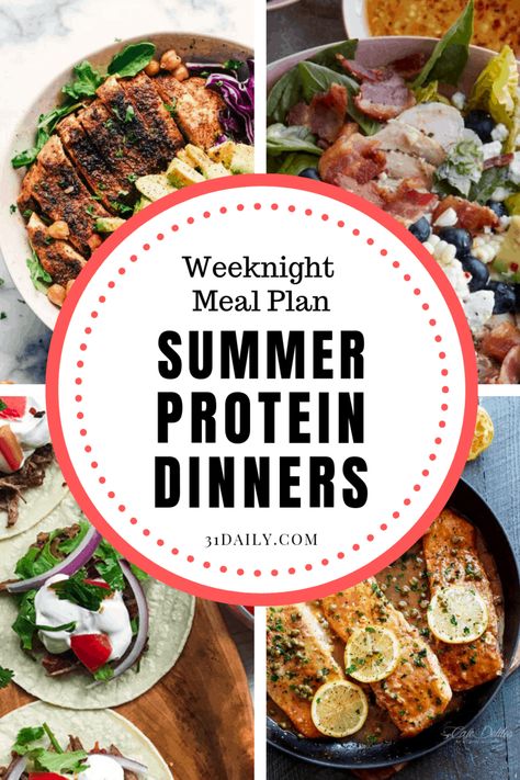 Summer Protein, Protein Dinners, Protein Dinner Recipes, Food Salmon, 31 Daily, Healthy Summer Dinner Recipes, Fresh Summer Salad, High Protein Dinner, Protein Dinner