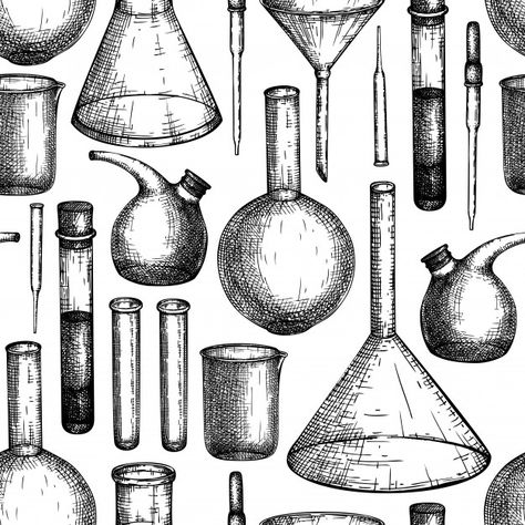 Laboratory Drawing, Flask Drawing, Chemistry Drawing, Beaker Glass, Science Drawing, Realistic Sketch, Laboratory Equipment, Lab Equipment, Science Lab